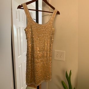 gold sequin mini dress